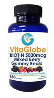 Vita Globe's Exclusive Extra Strength Biotin 5000mcg Gummy, Non GMO, Gluten Free, All Natural 150ct