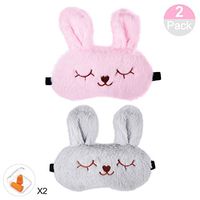 Keemanman Cute Sleep Eye Mask with Gel Pad & Earplugs, Super Soft Breathable Cool & Warm Therapy Sleeping Mask for Women, Men & Kids(2 Pack) (Pink+Gray), Pink+Gray