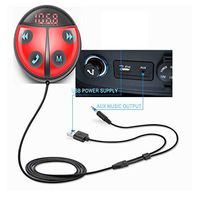 Bluetooth Car Kits Hands-Free Wireless Talking & Music Streaming Receiver FM Transmitter Adapter Built-in Mic + 3.5mm Aux Cable+ Magnetic Mounts