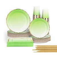 Ottin Ombre Neon Green Party Supplies Paper Plates and Napkins Set 50-counts Include Disposable Party Napkins/Cups/Plates for Valentine's Day Birthday Wedding Color Themed Party Bridal Shower