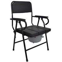 Folding Seat Bedside Commode, Heavy-Duty Steel Medical Toilet Chair Armrest Stool, Shower Chair and Toilet, Bath Stool for Bathing, Elderly, Disabled, and Limited Mobility