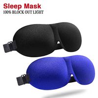 Sleep Mask for Women Men,Eye Mask for Sleeping 2 Pack Upgraded 3D Contoured 100% Blackout Comfortable & Soft Night Blindfold Masks with Adjustable Strap,Suitable for Travel/Naps(Black/Blue)