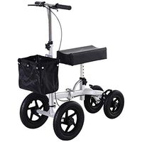 HOMCOM Knee Scooter with Basket Storage, Walker Mobility During Medical Rehabilitation & Injury, Folding for Transport, Silver