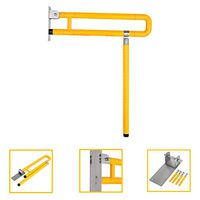 Stainless Steel Toilet Safety Grab Bar Handrail Yellow Durable Sturdy Heavy Duty Comfortable Anti Slide Foldable 330 Pound Capacity for Home Office Hospital Apartment Elderly Medical Care Equipment