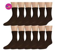 Women's Diabetic Socks, Loose Crew Fit For Better Circulation -6 or 12 Pack -Zeke (9-11 Sock/4-10.5 Shoe, 12 Pk Brown)