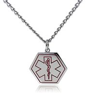 Max Petals - Type 1 Diabetes Medical Alert ID Stainless Steel Pendant Necklace with 26" Chain