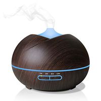 Essential Oil Diffuser, Uiot 450ml Cool Mist Humidifier Aromatherapy Oil Diffuser Wood Grain with Waterless Auto-Off, 7 Color LED for Yoga SPA Office Home Bedroom (Coffee)