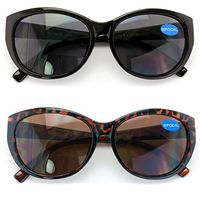 2 Pairs Women Bifocal Reading Sunglasses Reader Glasses Cateye Vintage Jackie Oval (1 Black 1 Tortoise, 3.00)