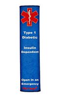 Type 1 Diabetic Help Belt® Medical Alert Seat Belt Cover with Inside Pocket (Blue)