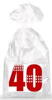 Red with Dotted Strips 40th Birthday Party Favor Bags with Ties - 12pack