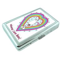 Unicorn Love Em6 Hip Silver Cigarette Case Id Holder Metal Wallet 4" X 2.75" RFID Protection