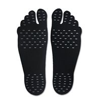 Stick on Soles for Feet Nakefit, Waterproof Adhesive Foot Pads for Barefoot Lover Activity on Summer Beach(1 Pair Black)
