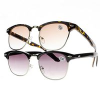 Vintage Horned Rim Half Frame Tinted Smoke Grey Lens Sun Reader Reading Glasses (All 2 Colors, 2.0)