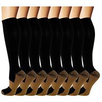 Copper Compression Socks For Men & Women -8 Pairs- Best for Running, Athletic, Medical, Pregnancy and Travel