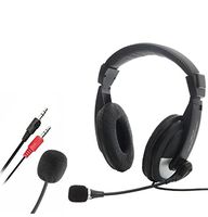 CableVantage Skype Over Ear Headphones with Microphone, Hi-Fi Stereo Foldable Headset with Volume Control, Lightweight Adjustable Wired Headphone for iPhone iPod Laptop PC Computer