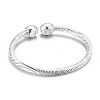 Huangiao Open Bangle Bangle Anklet Therapy Magnets Bangle for Arthritis Pain Women Men Students Anti-Radiation Health Bangle Mother's Day Gift (Silver)