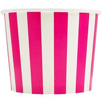 Valentine's Day Pink Paper Ice Cream Cups - 16 oz Striped Disposable Bowls - Comes in Many Colors - Frozen Dessert Supplies - 50 Count