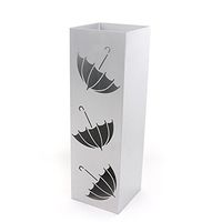 CKB Ltd Silver Umbrella Holder Square - Metal Floor Rack Free Standing Also for Canes/Walking Sticks
