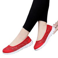 Neartime Women Casual Sneakers, 2018 Spring/Autumn Hollow Out Soft Shoes Mesh Fabric Flats Lace Running Shoes (US:6, Red)