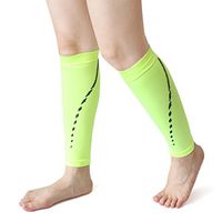 uxcell 1 Pair Bright Green Calf Compression Sleeve Sport Shin Muscle Support Brace Shank Protector Socks Wrap