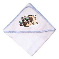 Sleeping Pug Boys-Girls Cotton Baby Hooded Towel - Blue, One Size