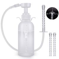 300ml Vaginal Douche Cleaner - Anal Douche Vagina Cleaning Kit, 3 Nozzle Tips - Reusable Manual Pressure Enemas for Douche, Coffee & Water Colon Cleansing/Detox (300ml/10.1oz)