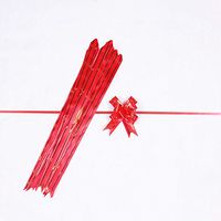 EORTA 100 Pieces Gift Pull Bows Present/Flower/Basket Wrapping Decoration Glittering Bowknot with Ribbons Strings for Crafts Christmas Valentine's Day Festival Wedding Birthday Party, Red