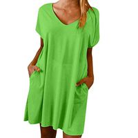 Amlaiworld Women Plus Size Dress Boho Dresses Ladies Summer Loose Beach Party Dress Green