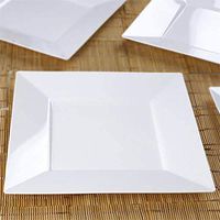 Efavormart 50 Pcs - White 10" Square Disposable Plastic Plate Dinner Plates for Wedding Party Banquet Events Decoration