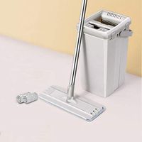Mop Hand Free Hand-push Flat Mop Floor Cleaning Bucket With 2 Mop Rags121 Convenient and practical