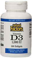 Natural Factors - Vitamin D3 1000 IU, Supports Healthy Bones, 180 Soft Gels