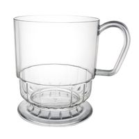 Party Essentials Elegance Hard Plastic Coffee Cup w/Handle, 8-Ounce Capacity, Clear, Tea Mug, Disposable (Case of 120)