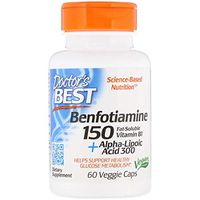 Doctor's Best Benfotiamine 150 Plus Alpha-Lipoic Acid 300 Mg Vegeratian Capsules, 120 Count,pack of 2