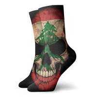 YIEOFH Lebanese Flag Skull Novelty Boys Girls Fashion Cute Funny Casual Art Crew Socks