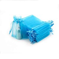 LNKA 100 PCS Assorted Colors Size Drawstring Organza Gift Bags Jewelry Pouches Festival Wedding Party Favor Candy Bags for Choose (LightBlue (100pcs), 13CMx18CM(5"x7"))