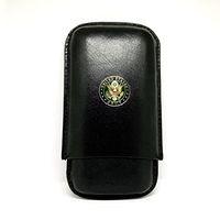 Genuine Leather US Army Cigar Case 3-Finger with 3 Cigar Holders - Pocket-Sized Cigar Case for Travel, Gifts for Men by Cigar Cutters by Jim (Black)