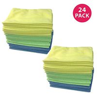 Think Crucial Multi-Surface Multi-Color Polishing Microfiber Durable Towel Cleaning Cloths, Cleans Glass, Hard Surfaces, More, 16x12 (24 Pack)