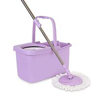 Broom and Dustpan with Long Handle Telescopic Upri Rotating mop - Stainless Steel Lazy mop, Household Absorbent mop