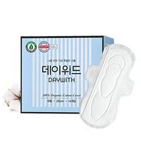 DAYWITH Premium 100% Organic Cotton 11.5 inch Ultra Slim Large Menstrual Pads with Wings 1 Pack (14 Total) - Dermatest Guaranteed Ultra Thin & Super Absorbency, Sanitary Pads for Women