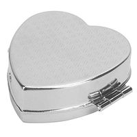 Refaxi Silver Stainless Iron Heart-Shaped Pill Box Case with 2 Compartments,Keychain