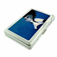 Cigarette Case with Built in Lighter Sugar Skull S21 Smoking King Size Cigarettes Silver Metal Wallet 4" X 2.75" RFID Protection Candy