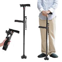 Folding Cane Safety Walking Stick Telescopic Magic Cane 4 Head Pivoting Trusty Base Hiking Poles Cane Crutch for Elder