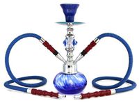 GStar Premium Series: 11" 2 Hose Hookah Complete Set w/ Carry Case (Optional) - Swirl Glass Vase (Ocean Blue)