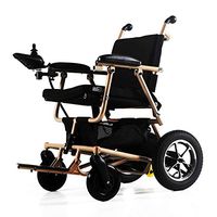 Dapang Electric Wheelchair with Flip-Back - Ultra Portable Folding for Elderly Disabled Wheelchair,Elevating Leg Rests for Extra Comfort,Red,Gold