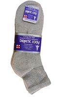 J&J 3, 6, or 12 Pairs Diabetic Circulatory Health Men's Cotton Ankle Socks ALL SIZE (Grey 3Pack, 10-13)