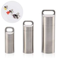 Waterproof Stainless Steel Pill Case Keychain, Durable Travel Pill Box Bottle Holder Tough for Man Purse Pocket Outdoor EDC Tool Kit - 3 Pack