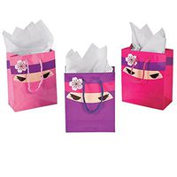 Small Pink Ninja Gift Bags (set of 12) Birthday Party Supplies