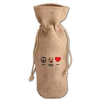 Peace Love Norwich Terrier Dog Jute Burlap Wine Drawstring Bag