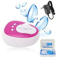 Liukouu Ultrasonic Contact Lens Cleaner, Automatic High Frequency Mini Ultrasonic Cleaner Contact Lens Cleaning Case Fast Cleaning Device(Rose Red US Plug)