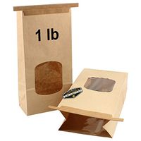 10 Pack of Mighty Gadget (R) Resealable Kraft Paper Poly-Lined Tin Tie Bags w Window (1 lb) - 4 3/4” x 2 1/2” x 9 1/2”